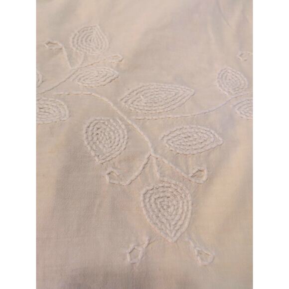 Vtg Ivory Linen Bed Cover Duvet 76 X 86 French Knots Crochet Fringe Boho Chic - Picture 6 of 7